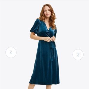 NWT Draper James Miranda Wrap Dress Blue Velvet size 4